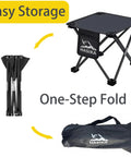 Heavy Duty Folding Camping Stool and Footrest Set That Unfolds in One Step Supports Up to 400 Lbs Steel Frame With 600D Oxford Cloth 2 Pack Portable Outdoor Chairs for Camping Hiking Fishing and More shown folded, unfolded, and in carry bag