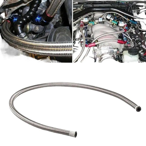 Top Grade An6 3/8 Inch Stainless Steel Braided Cpe Fuel Oil Hose Line Kit With Durable Braiding For Heavy Duty Applications And Smooth Fluid Transfer Plus Twenty Foot Length For Easy Routing, braided fuel hose in engine bay