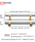 20 Pack 5 Inch Two Tone Brushed Nickel And Gold Cabinet Pulls Silver Cabinet Handles dimensions illustration