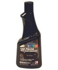 Black Car Polish 16 Oz bottle for Deep Gloss and Scratch Repair on Dark Paints with label visible.