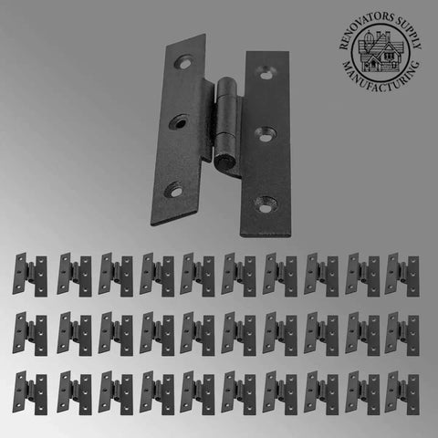 30 pack of 3.5 Inch Black Wrought Iron H Hinge With 1/4 Inch Offset For Kitchen Cabinets, rust resistant flush mount design, powder coated finish