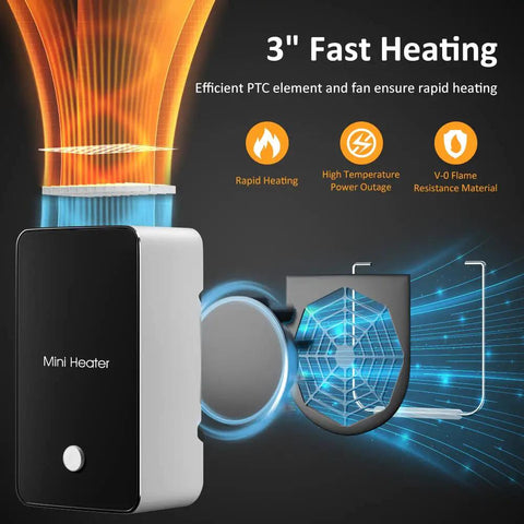Compact Portable Space Heater For Desk And Office, Personal Electric Warmer With Quick 3 Second Heat, Whisper Quiet Operation