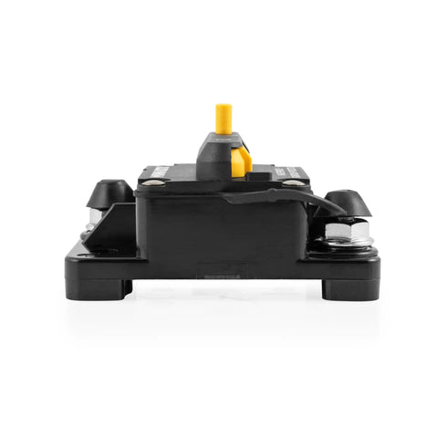 Side view of 60 Amp Marine Grade Trolling Motor Circuit Breaker With Manual Reset And Push To Trip Power Cutoff