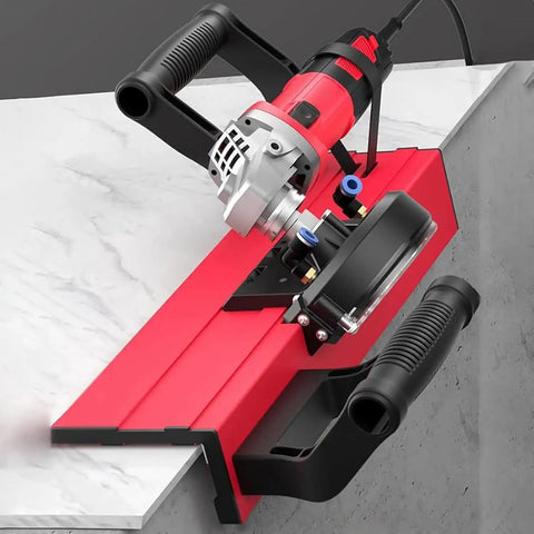 Kickass Portable Electric Chamfer Machine For Ceramic Tile And Marble Trimming Solid Aluminum Build in action over marble surface.