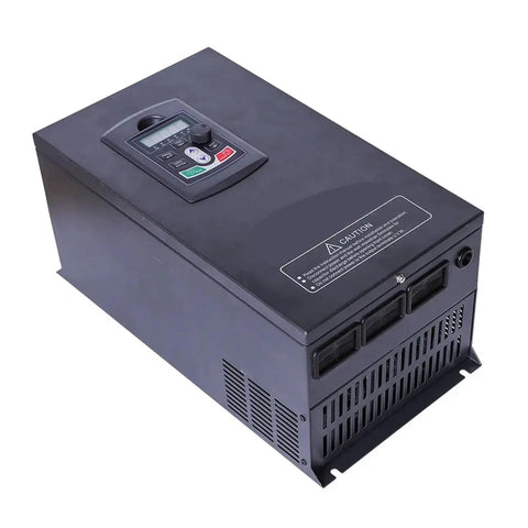 Beefed Up 22KW 380V Three Phase Vector Control VFD Inverter Drive, rectangular box, control panel, black finish
