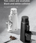 Compact Portable Electric Coffee Grinder Featuring A Kickass 48Mm Burr Mill With Stepless Adjustment For Beans Spices And Herbs Ultra Quiet Design For Grabbing Brews On The Road In Black, shown alongside white version.