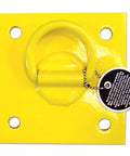 6 Inch By 6 Inch Bolt On Wall Anchor For Concrete Permanent Or Temporary Use Yellow Built Tough For Construction Safety And Fall Protection Fits Horizontal Lifeline Systems And Powder Coated For Weather Resistance.