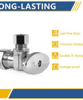 Angle Stop Valve One Quarter Turn Water Shut Off Valve, Twenty Pack, Lead Free Brass with Chrome Finish, compression fitting visible