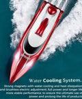 Top view of Beast Speed Remote Control Boat With Self Righting And LED Lights For Lakes And Rivers, red and white design