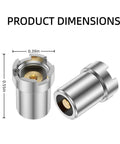 Eight Pack 510 Magnetic Thread Adapter Kit For Atomizers, Stainless Steel Universal Screw Converter Ring, shown with dimensions