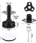 Badass Heavy Duty Furniture Levelers Adjustable Standard Threaded Feet With Steel T Nut Kit showing dimensions and components.