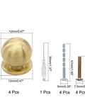 Set Of 4 Round Solid Brass Cabinet Knobs In Gold Finish Half Inch Diameter 12mm Includes Standard Screws And Screwdriver