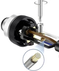Close-up of M12 5 Pin A Code Male Connector IP67 Waterproof Rugged Unshielded Straight Type Sensor Connector, brass contacts shown