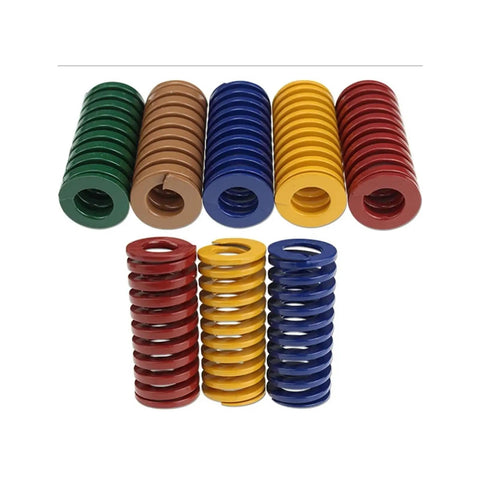 Premium Copper Round Plates 5 Pack Solid Brass Alternative Industrial Grade Spring Hardware in various colors stacked.