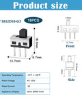 Mini Vertical Knob Slide Switches 18 Pack With Super Smooth Spdt Toggle Action showing dimensions and specifications for panel mount use.
