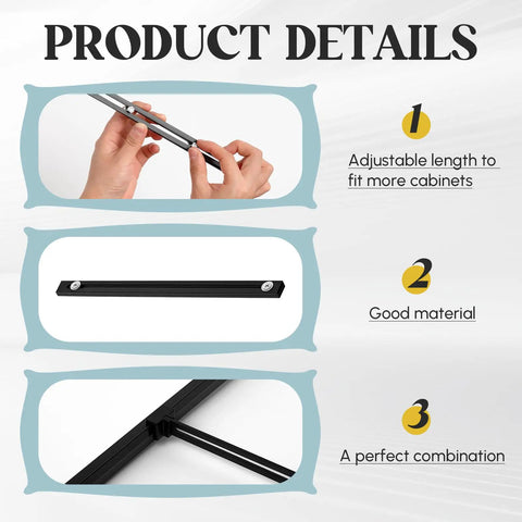 Badass Heavy Duty Adjustable File Cabinet Drawer Rails Set Contains Twelve Solid Metal Slides For Slick Storage Setup Keep Drawers Gliding Smooth Across Ten To Eighteen Inch Gaps In Matte Black product details collage