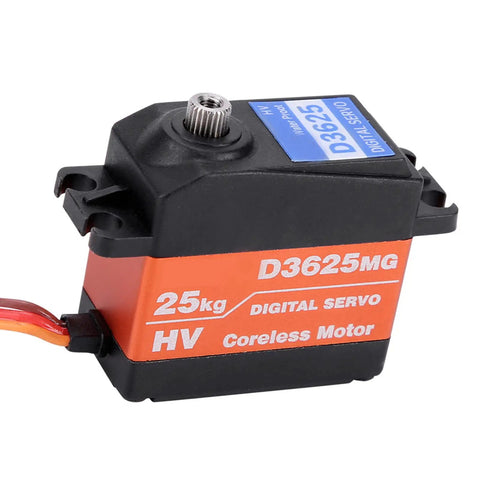 Heavy Duty Digital RC Servo With Rock Solid Metal Gears Completely Waterproof Build delivers 25kg torque and coreless motor.