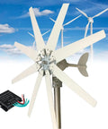 Massive 20000W Wind Turbine Generator Kit With 8 Blades And MPPT Controller for various voltage outputs shown outdoors.