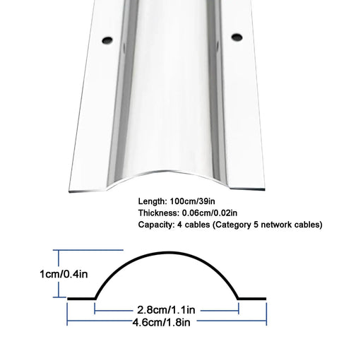 Heavy Duty Stainless Steel Half Round Floor Cord Cover Brushed Metal Finish, 100cm long, 4 cable capacity, ideal for offices.