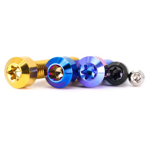 Aviation Grade Titanium Cone Head Screws Torx Anti Theft 4 Pack M4 M5 M6 M8 Burnt Blue CNC Machined in various colors and sizes