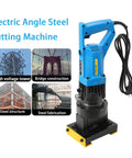 Heavy Duty Electric Hydraulic Angle Steel Cutter 1400W Portable Chamfering Machine for bridge construction and steel fabrication.