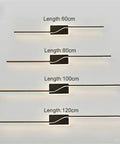 JGSYD Dimmable Led Wall Light with Remote Control Long Strip Modern Simple Aluminum Indoor Wall Sconce Background Linear Wall Lighting Fixture Bedside Decoration Livingroom,Black-80Cm on display with varying lengths.