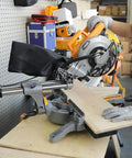 Eight And A Quarter Inch Sliding Miter Saw With Laser Guide For Wood And Metal Cuts, Twelve Point Five Amp Bevel Sliding Chop Saw in use