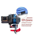 Heavy Duty Electric Chain Hoist And 3500 Lb Winch Offering Smooth As Butter Variable Speed Control And Rugged Nylon Rope. 100% Dyneema rope with UV resistance.