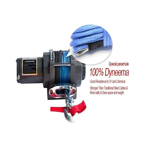 Heavy Duty Electric Chain Hoist And 3500 Lb Winch Offering Smooth As Butter Variable Speed Control And Rugged Nylon Rope. 100% Dyneema rope with UV resistance.