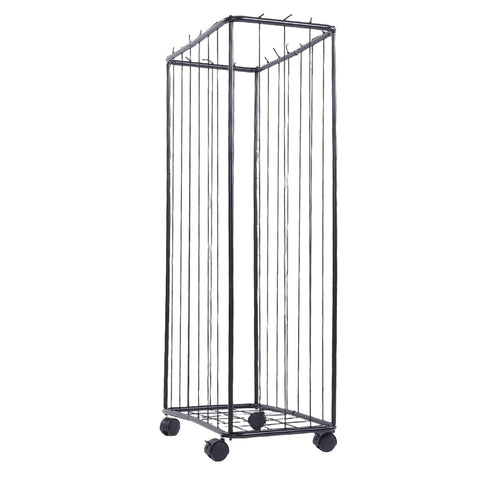 Heavy Duty Garage Ball Storage Rack Smooth Rolling Sports Organizer Cart has a black steel frame on wheels.