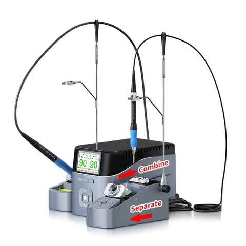 Dual Channel Smart Soldering Station With Intelligent Temperature Control And HD LCD Display, Fast Heat Up For Electronics Repair, Precise Temperature Control, Pro Grade Tool, Compact Space Saving Design, C245 C210 Handle Set Included with dual handpieces