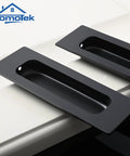 2 Pack 120mm Flush Sliding Door Pulls Recessed Finger Pulls For Sliding Barn Bypass Doors Pocket Doors Cabinets And Furniture Rectangular Invisible Pull Black Matte Finish 4.75 Inches - close-up view