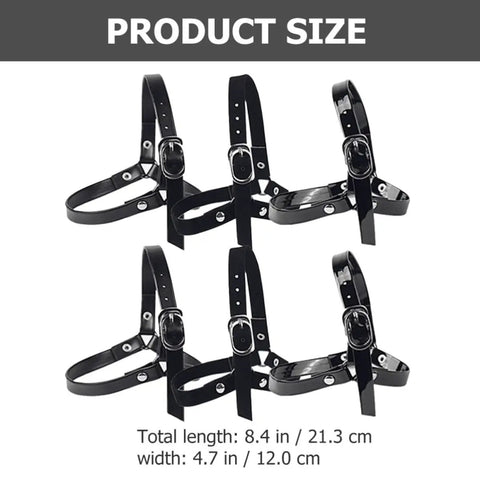 Four adjustable black PU and metal ankle bands for pumps, 8.4 in long, part of Skip The Blisters And Heel Slide Drama With Adjustable Anti Drop Shoe Straps Premium Pumps Accessories Durable Metal And PU Ankle Bands Lock In A Custom Fit For Women Six Pack Black.