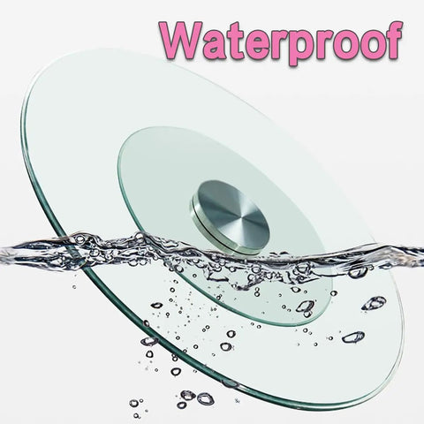 Round Rotating Serving Plate With Large Tempered Glass Lazy Susan Turntable showing waterproof feature