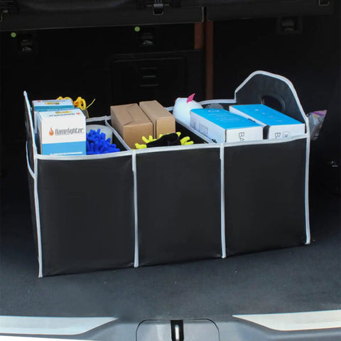 Large Capacity Car Trunk Organizer With Three Spacious Compartments Foldable Waterproof Storage Bag for SUVs and Trucks