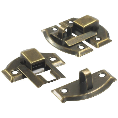 Old School Bronze Toggle Hasp Latch Set 12 Pack for Jewelry Boxes and Crafts with durable iron hardware finish