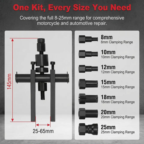 Heavy Duty 10 Piece Blind Hole Bearing Puller Tool Set Fits 8 Mm To 25 Mm Wheel Bearings For Golf Carts Cars Ensures Zero Drop Grip Safely Saves Cash Vs Single Tools Get Garage Work Done Tonight Using Kit For Mechanics And Users Who Need Reliability. 8-25mm bearing puller set, carbon steel, with 8mm to 25mm clamps and 145mm frame
