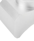 Close-up of Heavy Duty Axle Lifting Saddle Adapter for Hydraulic Bottle and Floor Jacks, silver billet aluminum detail