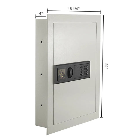 In Wall Safe For Home Or Biz With LED Keypad And Two Manual Override Keys Big Interior For Cash Jewelry Passports And More Discreet Hidden Safe