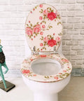 Heavy Duty Soft Close Flower Pattern Resin Toilet Seat With No Sweat Install For Bathroom Glow Up Universal Oval Shape Quick Swap Hinges Durable Everyday Essential, showcasing floral design and soft close feature.