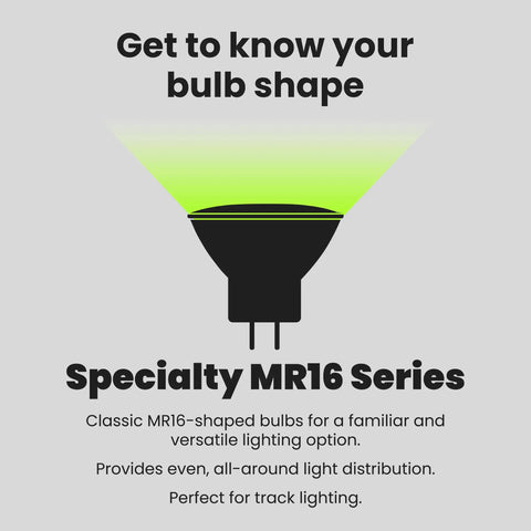 Diagram of Enhance LED MR16 Reflector Bulb 50W Equivalent with GU5.3 Base, showcasing bulb shape and specifications.