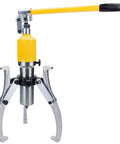 Heavy Duty Hydraulic Gear Puller Kit 15 Ton Interchangeable Two Three Jaw Extractor for Bearing removal with yellow handle.
