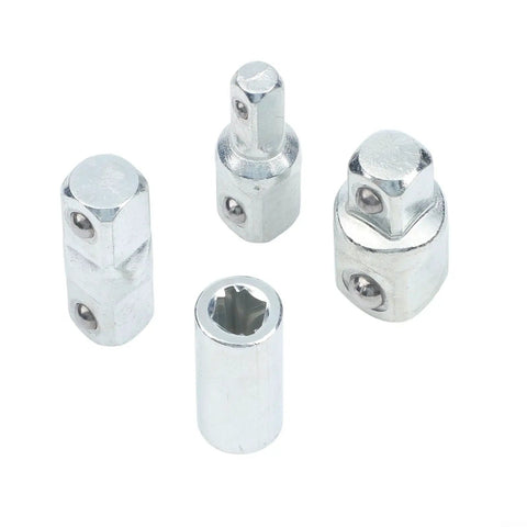 Heavy Duty 4 Piece Ratchet Wrench Socket Adapter Set With Chrome Vanadium Steel Drive Converter And Reducer For 1/4 3/8 And 1/2 Inch Tools Perfect For DIY Pros And Garage Repair Kits, four chrome vanadium adapters
