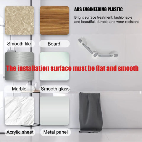 19 Inch Suction Cup Grab Bars For Showers And Bathtubs With Red Green Indicators For Secure Install surface material guide
