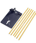 Pro Grade Golf Swing Trainer Plate With 2 Premium Gold Alignment Rods, Swing Analyzer Aid setup with rods on white background