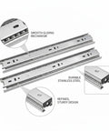 Full Extension Side Mount Drawer Slides for Cabinets and Furniture, smooth glide hardware set in stainless steel, DIY upgrade, 1 pair