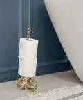 Gold Octopus Paper Towel Holder Made Of Metal Dope Yet Functional Toilet Paper Or Kitchen Paper Roll Stand For Floor Or Countertop 18.6 Inches Tall Next To Bathtub