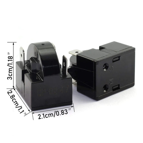 Fridge Compressor Starter Relay Kit 4.7 Ohm 3 Pin PTC Relay With Overload Protector Replacement Pack for Refrigerators close-up