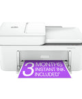 Slick Wireless All-In-One Color Inkjet Printer With Scanner And Copier For Home Office Includes Three Month Ink Supply, printing with paper showing '3 MONTHS INSTANT INK INCLUDED'