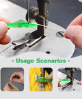 Fish Mouth Sewing Machine Needle Threader 2024 Upgrade Self Threading Tool in use for easy needle insertion.